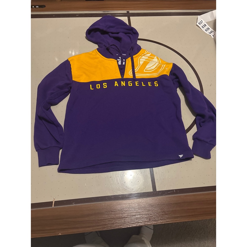 Fanatics Los Angeles Lakers Womens XL Purple Gold Quarter Zip Fleece Hoodie